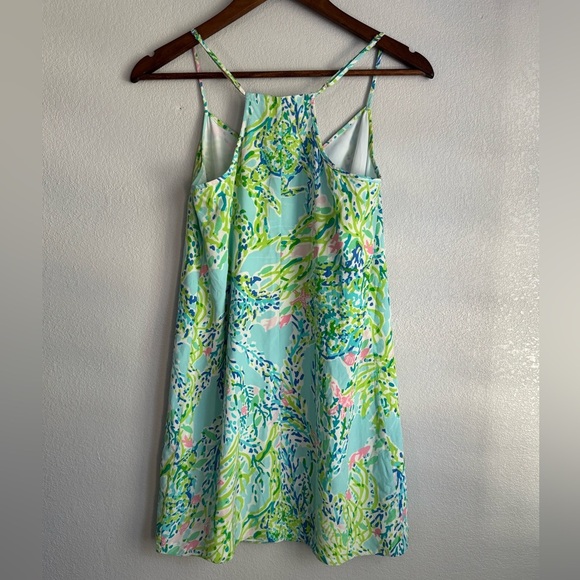Lilly Pulitzer Women’s Sky Blue Heaven Racerback 100% Silk Tank Dress Size XS - Picture 3 of 5